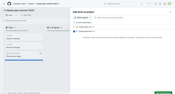 View 1 · release plan summer 2023 from Github