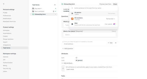 Task forms - Settings - Height from Height