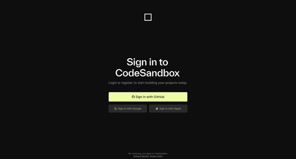 CodeSandbox screen
