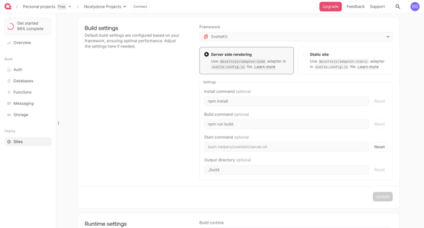 Site - Appwrite screen