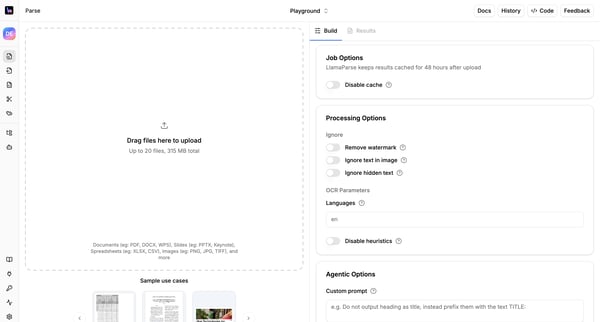 LlamaParse screen