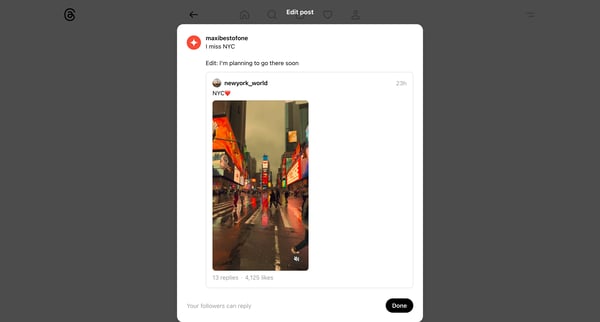 @maxibestofone • I miss NYC • Threads screen
