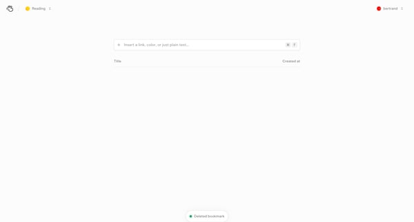 Reading – Basic Bookmarks screen