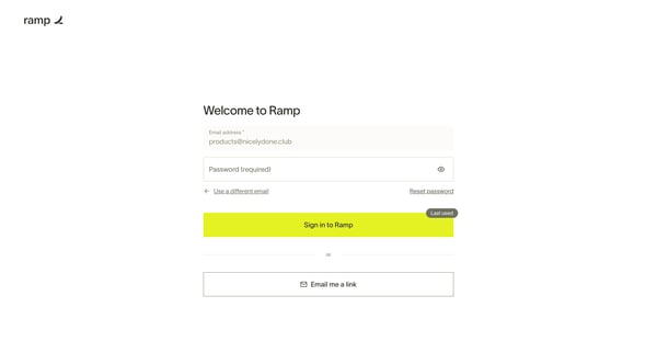 Sign in — Ramp screen