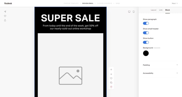 Bold sale announcement | Flodesk screen