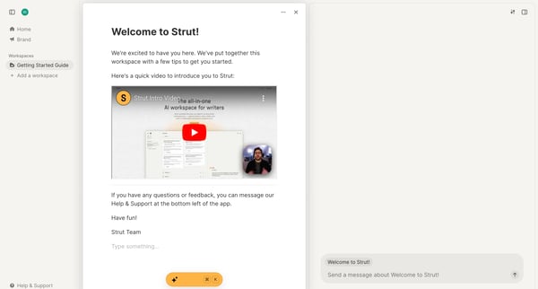 Strut - Getting Started Guide screen