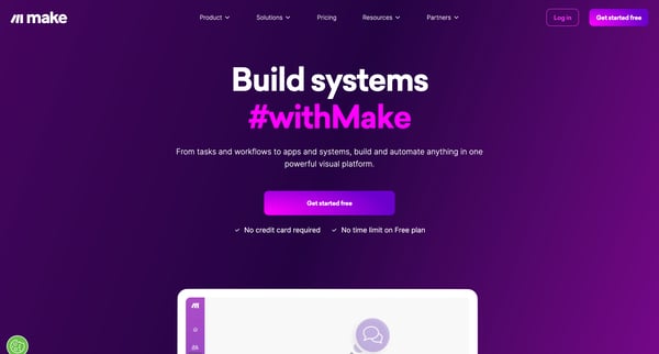 Make | Automation Software Connect Apps Design Workflows screen