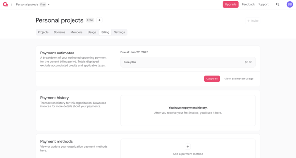 Organizations - Appwrite screen