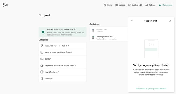 Support — N26 from N26