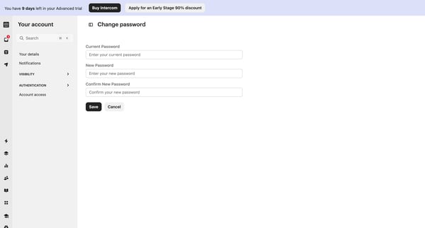 Change password | Nicelydone Intercom screen