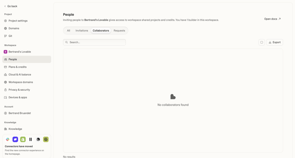 Project settings - Lovable screen
