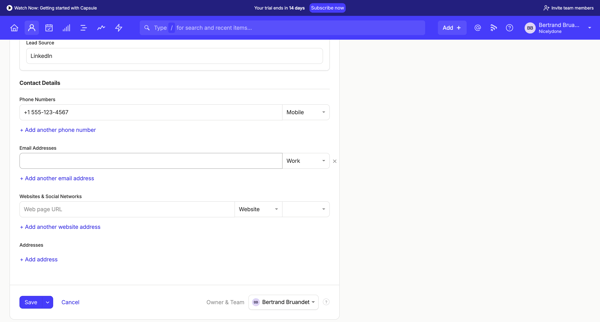 New Person | Nicelydone CRM screen
