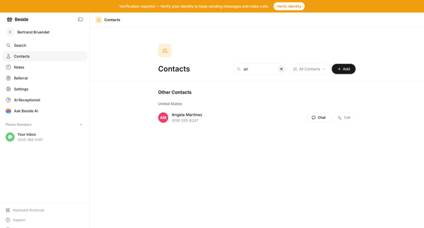 Contacts - Beside screen