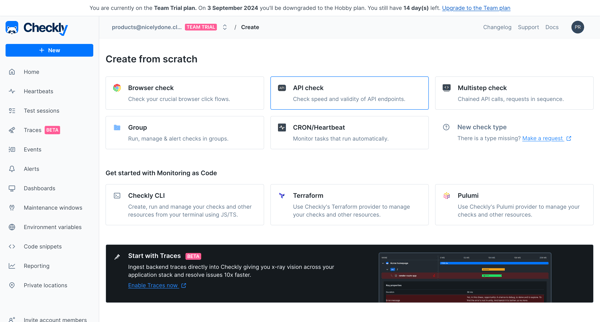 Create from scratch screen