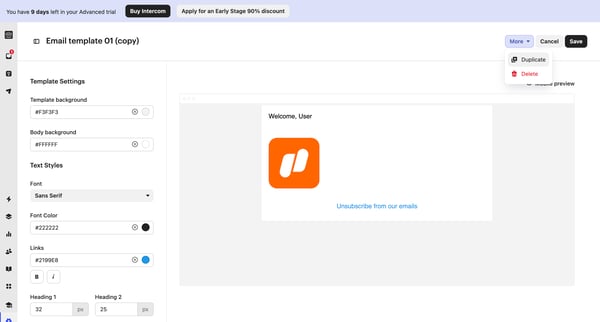 Email | Nicelydone Intercom screen