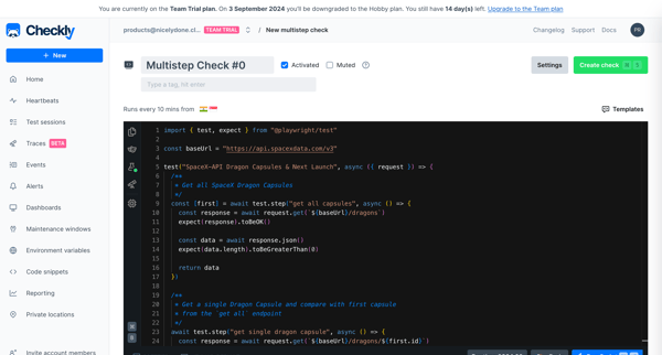 New multistep check screen