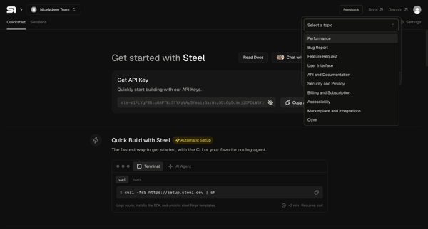 Steel | Open-source Headless Browser API screen