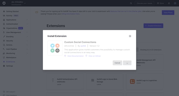 Extensions from Auth0