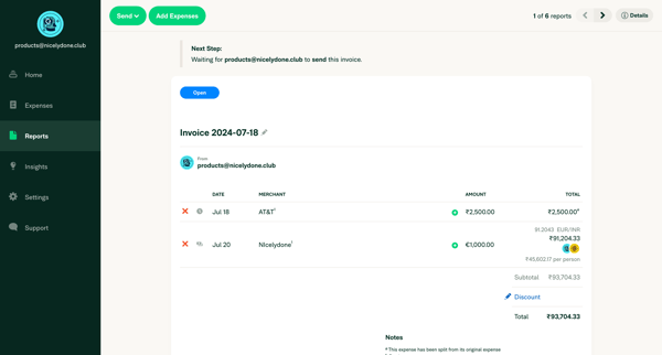 Invoice 2024-07-26 - Expensify - Report screen