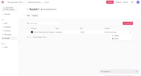 Bucket - Appwrite screen