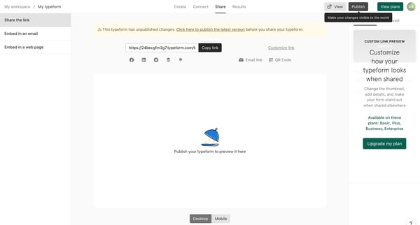 Typeform - Share from Typeform