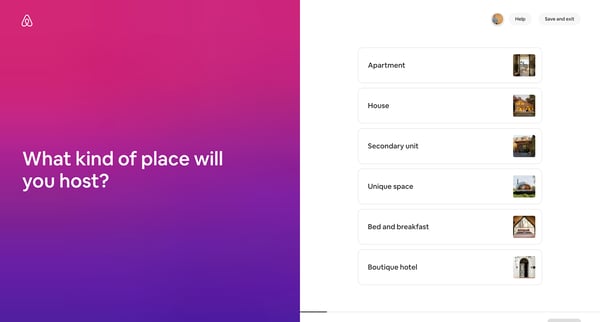 Choose a general property type - Airbnb screen
