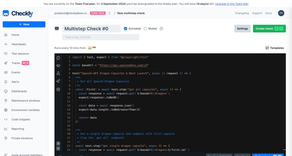 New multistep check screen