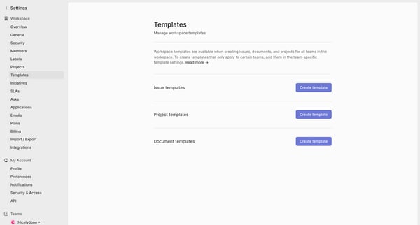 Templates from Linear