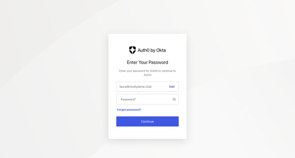 Enter your password to log in | Auth0 screen
