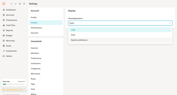Display Settings from Monarch