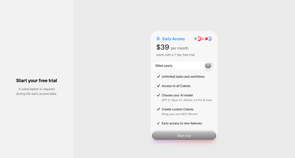 Cobot screen