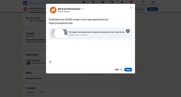 Bertrand Nicelydone | LinkedIn screen