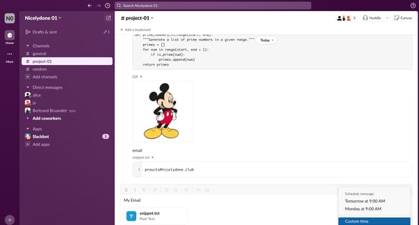 project-01 Channel - Nicelydone 01 - Slack screen
