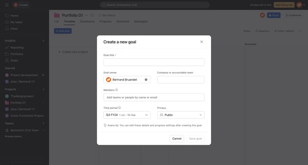 Portfolio 01 - Asana screen