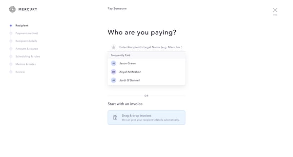 Mercury | Banking for startups screen