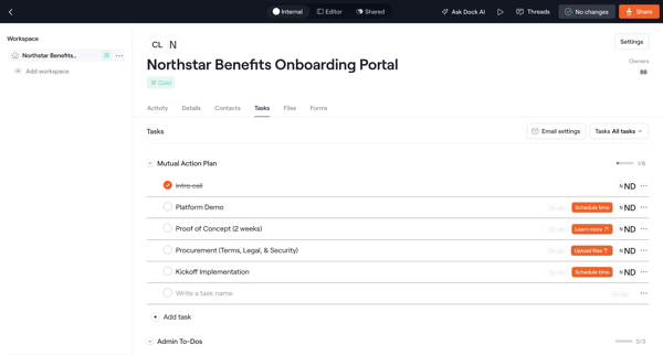 Internal · Northstar Benefits Onboarding Portal screen