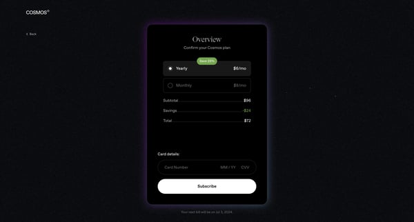 Cosmos - Upgrade screen