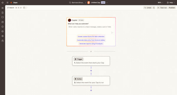 New Zap | Zapier screen