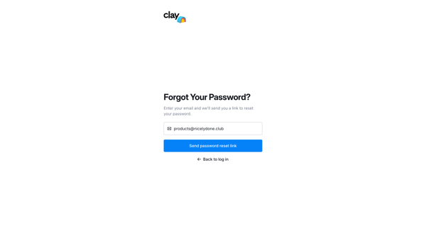 Clay | Forgot Password screen
