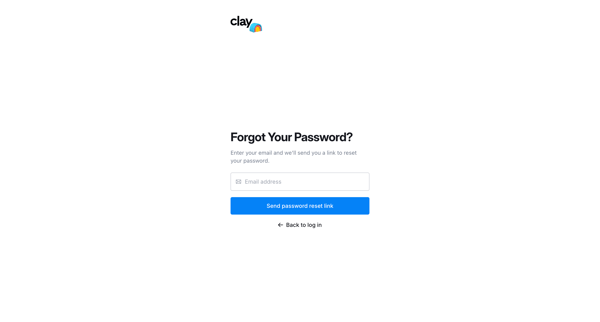 Clay | Forgot Password screen