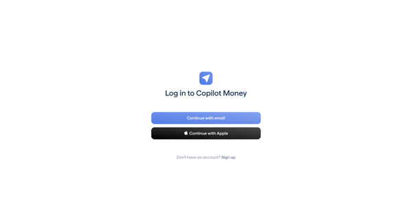 Copilot Money | Log in screen