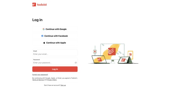 Log in to Todoist from Todoist