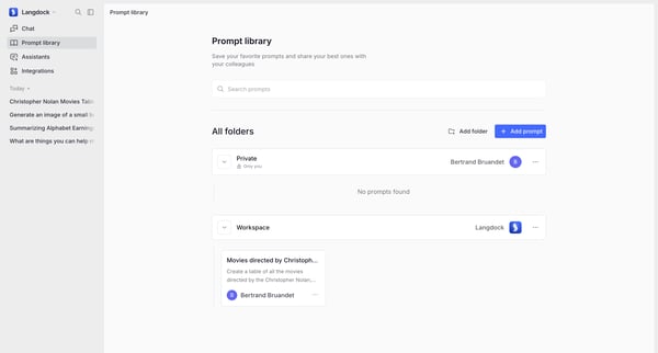 Prompt library screen