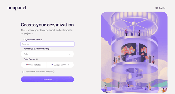 Setup - Mixpanel | Product Analytics screen