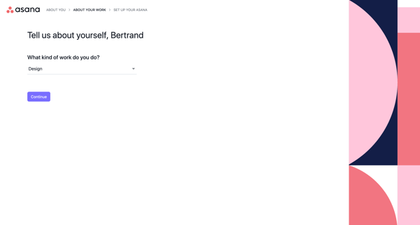 Set up your account - Asana screen