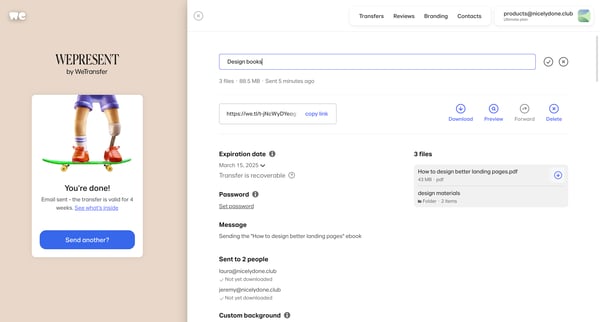 WeTransfer | Send Large Files Fast screen
