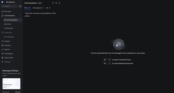 Chatwoot screen