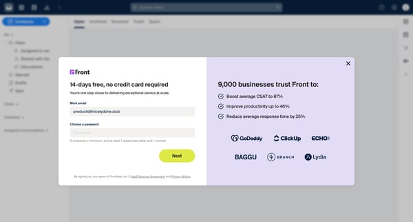 Front - The Platform for Exceptional Customer Service at Scale screen