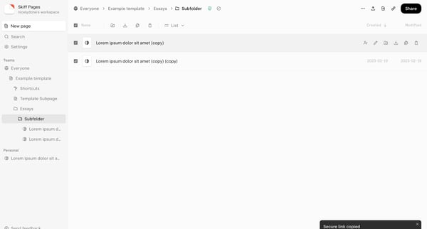 Subfolder - Skiff screen