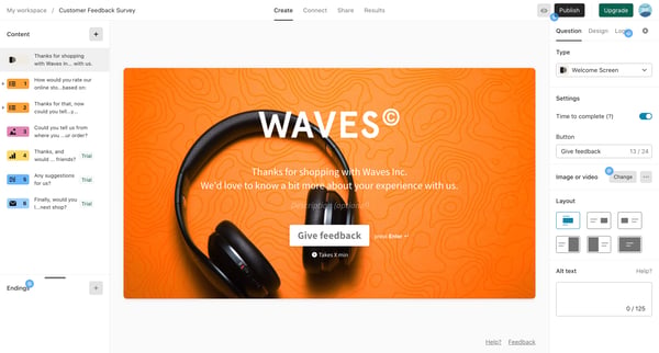 Typeform - Create screen